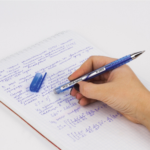 Ручка стираемая гелевая STAFF "College EGP-102", корпус синий, линия письма 0,38 мм, синяя фото 6