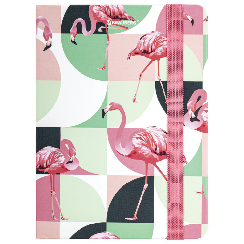 Блокнот с резинкой в клетку BRAUBERG "Фламинго", 96 л., А6 (109х148 мм), твердая обложка фото 3