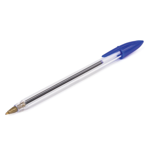 Ручка шариковая STAFF "Basic BP-01", длина корпуса 14 см, линия письма 0,5 мм, синяя фото 3