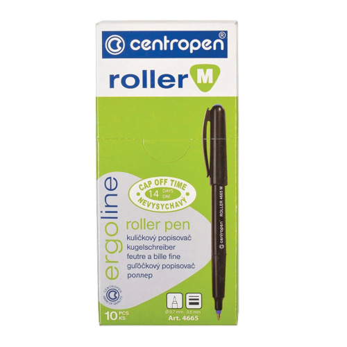 Ручка-роллер CENTROPEN, трехгранная, корпус черный, узел 0,7 мм, линия письма 0,6 мм,зеленая фото 3