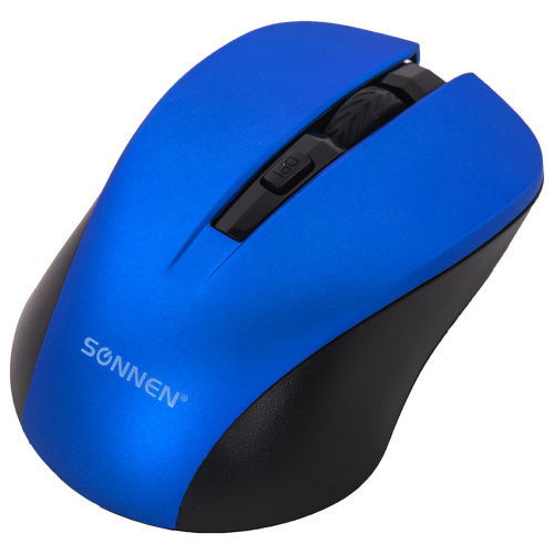 Мышь беспроводная с бесшумным кликом SONNEN V18, USB, 800/1200/1600 dpi, 4 кнопки, синяя фото 9