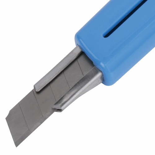 Нож канцелярский BRAUBERG, автофиксатор, цвет корпуса голубой, блистер фото 4