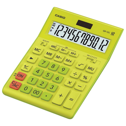 Калькулятор настольный CASIO, 210х155 мм, 12 разрядов, двойное питание, салатовый фото 2