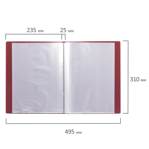 Папка BRAUBERG, 40 вкладышей,  0,7 мм, стандарт, красная фото 2