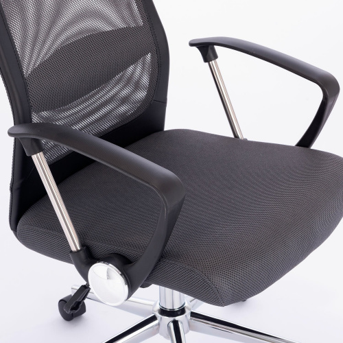 Кресло офисное BRABIX "Flight R EX-541", хром, ткань TW, сетка, черное/серое фото 8