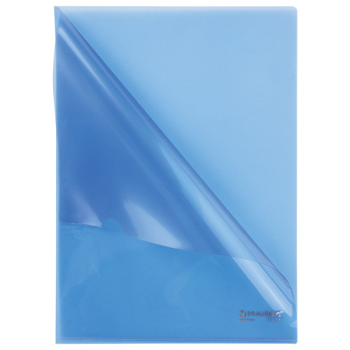 Папка-уголок жесткая BRAUBERG, 0,15 мм, синяя фото 6