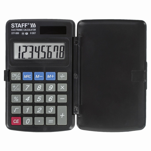 Калькулятор карманный STAFF STF-899, 117х74 мм, 8 разрядов, двойное питание фото 2