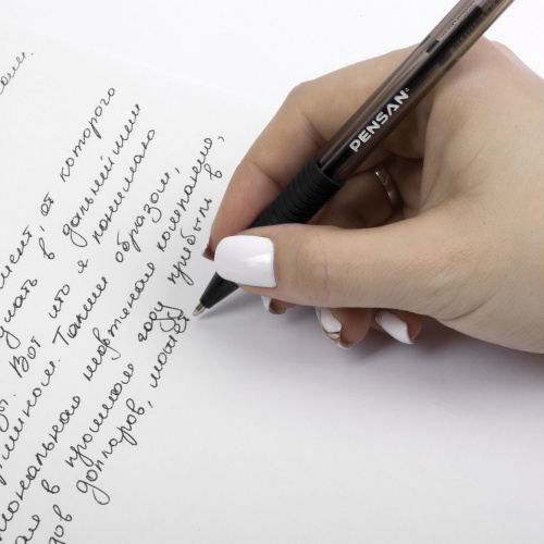 Ручка шариковая масляная с грипом PENSAN "Sign-Up", ЧЕРНАЯ, 1 мм, линия письма 0,8 мм фото 8
