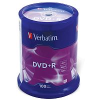 Диски DVD+R VERBATIM, 4,7 Gb 16x, 100 шт.