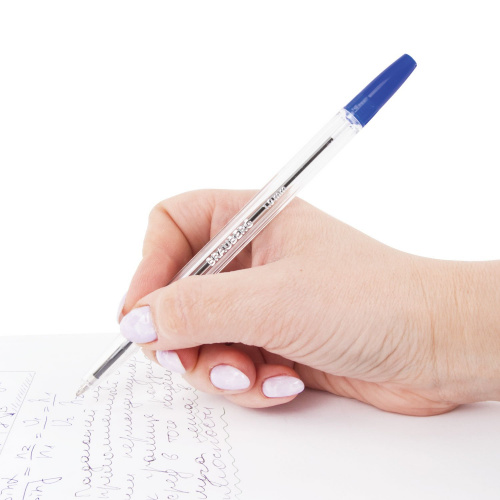Ручка шариковая BRAUBERG "Line", корпус прозрачный, узел 1 мм, линия письма 0,5 мм, синяя фото 7