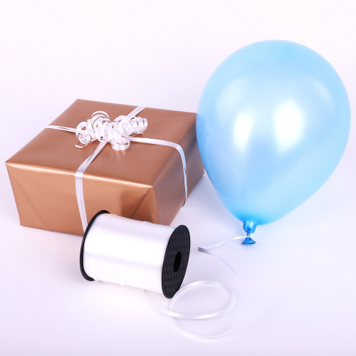 Лента упаковочная декоративная для шаров и подарков ЗОЛОТАЯ СКАЗКА, 5 мм х 500 м, белая фото 5