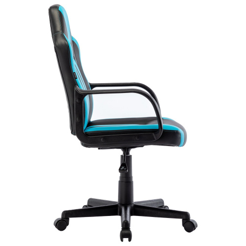 Кресло компьютерное "BRABIX Stripe GM-202", экокожа, черное/голубое фото 9
