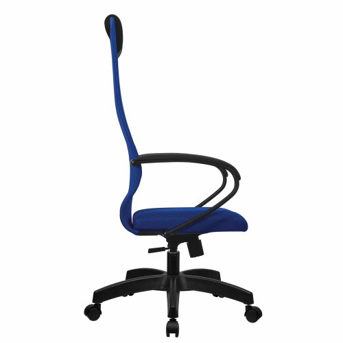 Кресло офисное МЕТТА "SU-B-8" пластик, ткань-сетка, сиденье мягкое, синее фото 3