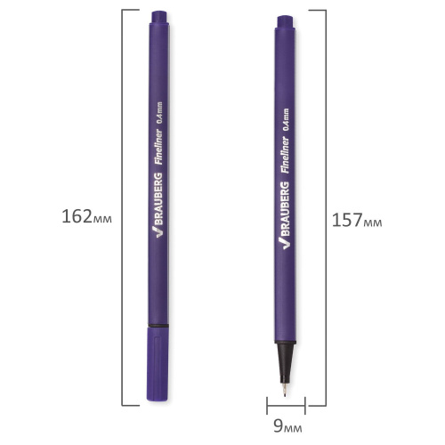 Ручка капиллярная (линер) BRAUBERG "Aero", трехгранная, линия письма 0,4 мм, фиолетовая фото 3