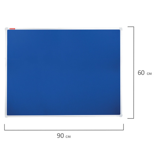 Доска c текстильным покрытием для объявлений BRAUBERG, 60х90 см, синяя фото 3