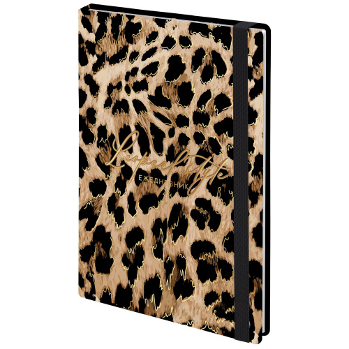 Ежедневник недатированный с резинкой BRAUBERG "Leopard", А5, 145х203 мм, 128 л., твердый