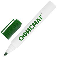Маркер стираемый для белой доски ОФИСМАГ, круглый наконечник, 3 мм, зеленый