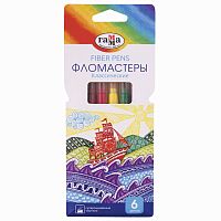 Фломастеры ГАММА "Классические", 6 цветов, вентилируемый колпачок, картонная упаковка