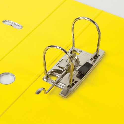 Папка-регистратор BRAUBERG "EXTRA", 75 мм, желтая, двустороннее покрытие пластик, металлич уголок фото 4