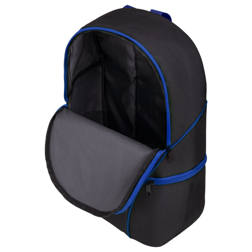 Рюкзак STAFF TRIP, 40x27x15,5 см, универсальный, 2 кармана, черный с синими деталями фото 9