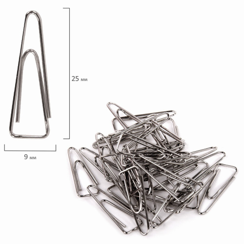 Скрепки ОФИСНАЯ ПЛАНЕТА, 25 мм, никелированные, треугольные, 100 шт., в картонной коробке фото 3