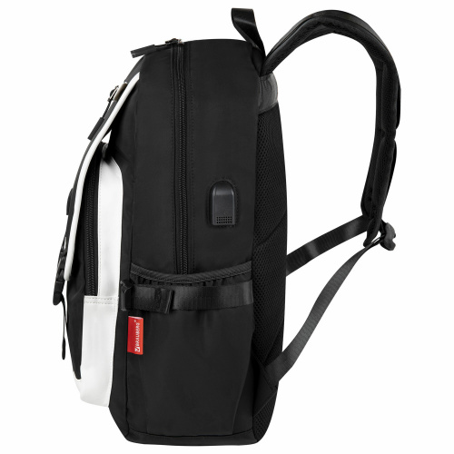 Рюкзак BRAUBERG FUSION универcальный, USB-порт, черный с белыми вставками, 45х31х15см, 271657 фото 9