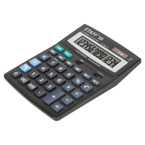 Калькулятор настольный STAFF STF-888-14, 200х150 мм, 14 разрядов, двойное питание фото 7