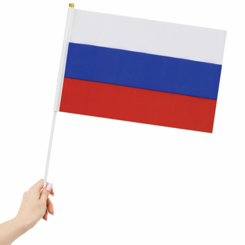Флаг России BRAUBERG, ручной, 30х45 см, без герба, с флагштоком фото 4