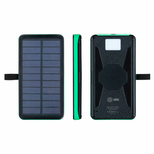 Аккумулятор внешний POWER BANK 10000mAh CACTUS CS-PBFSPT-10000, 2 USB, солнечная бата, 1205749 фото 2