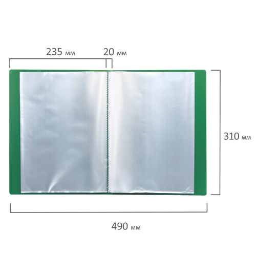 Папка BRAUBERG, 30 вкладышей,  0,6 мм, стандарт, зеленая фото 8