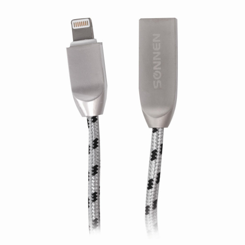 Кабель SONNEN Premium, USB 2.0-Lightning, 1 м, медь, для iPhone/iPad, передача данных и зарядка фото 9