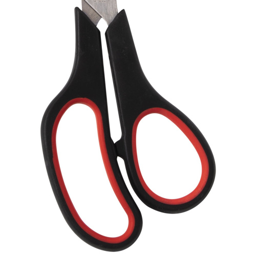 Ножницы STAFF EVERYDAY, 235 мм, бюджет, резиновые вставки, черно-красные, ПВХ чехол фото 6