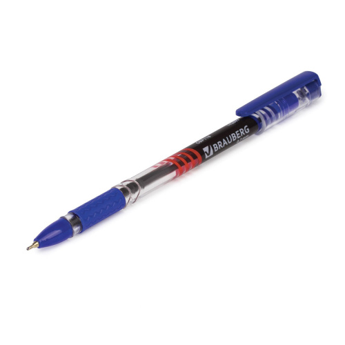 Ручка шариковая масляная с грипом "BRAUBERG" Spark, линия письма 0,35 мм, синяя фото 6