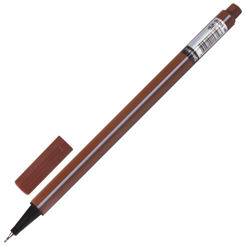 Ручка капиллярная (линер) BRAUBERG "Aero", трехгранная, металлический наконечник, коричневая фото 10