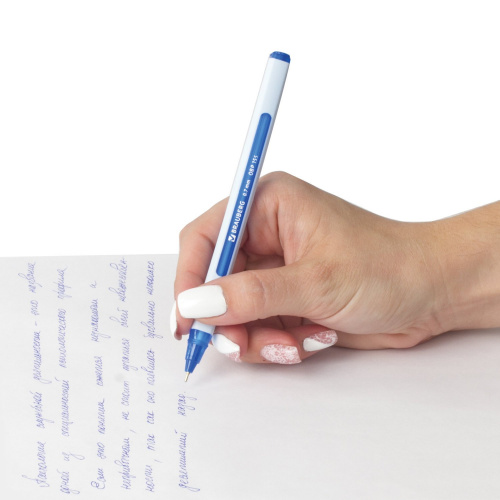 Ручка шариковая масляная BRAUBERG "Extra Glide Soft White", линия письма 0,35 мм, синяя фото 4