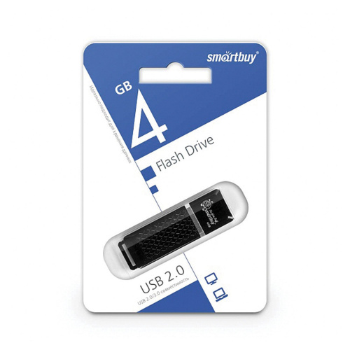 Флеш-диск SMARTBUY Quartz, 4 GB, USB 2.0, черный фото 3