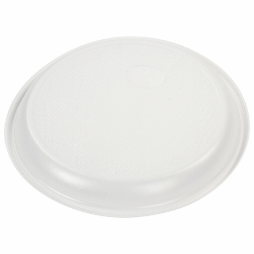 Одноразовые тарелки десертные LAIMA, 100 шт., пластик, d=170 мм, БЮДЖЕТ, белые, ПС, холодное/горячее фото 5