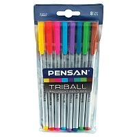 Ручки шариковые масляные PENSAN "Triball Colored", 8 шт., линия письма 0,5 мм, ассорти