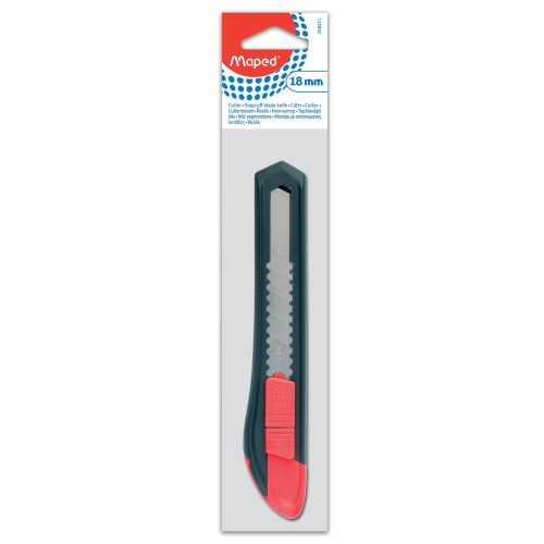 Нож канцелярский MAPED "Start", 18 мм, фиксатор, корпус черно-красный, европодвес фото 2