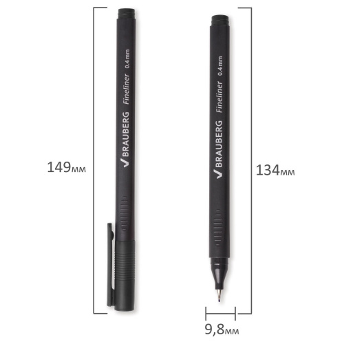Ручка капиллярная (линер) BRAUBERG "Carbon", трехгранная, линия письма 0,4 мм, черная фото 2