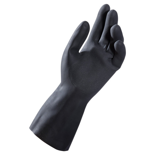 Перчатки латексные MAPA Alto Plus 260, хлопчатобумажное напыление, размер 8 (M), черные фото 2