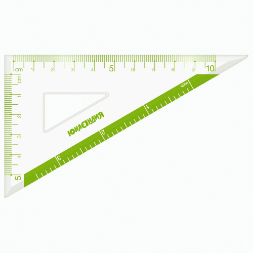 Набор чертежный ЮНЛАНДИЯ "ГЕОМЕТРИЯ", линейка 18 см, 2 треугол, транспортир, зеленая шкала фото 5