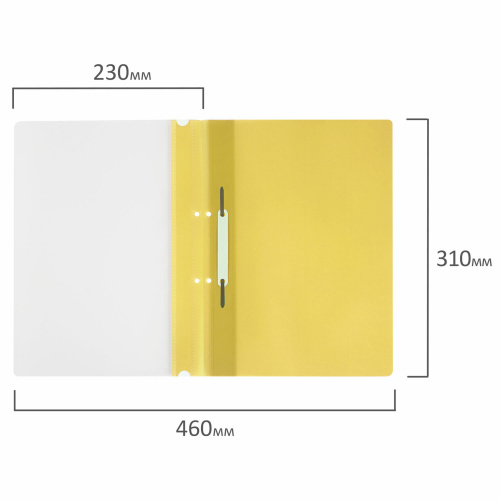 Скоросшиватель пластиковый с перфорацией STAFF, А4, 100/120 мкм, желтый, 271716 фото 4
