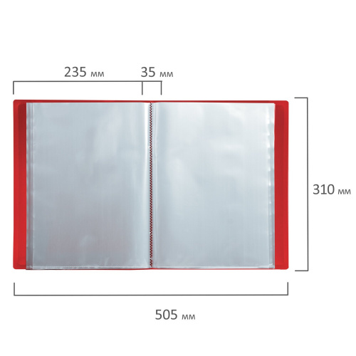 Папка BRAUBERG, 60 вкладышей, 0,8 мм, стандарт, красная фото 4
