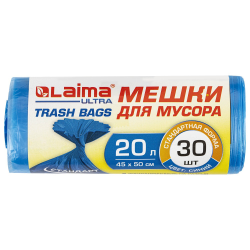 Мешки для мусора LAIMA "ULTRA", 20 л, 30 шт., 45х50 см, синие фото 2