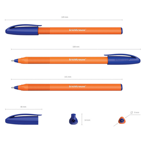 Ручка шариковая масляная ERICH KRAUSE "U-108 Orange" синяя, узел 1,0 мм, линия 0,3 мм фото 6