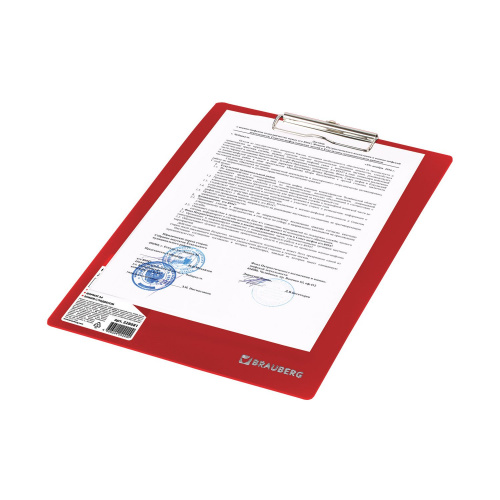 Доска-планшет BRAUBERG "Contract", А4, сверхпрочная с прижимом, пластик, красная фото 3