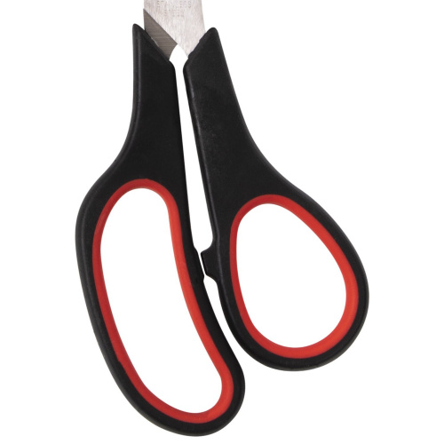 Ножницы STAFF EVERYDAY, 215 мм, бюджет, резиновые вставки, черно-красные, ПВХ чехол фото 6