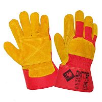 Перчатки спилковые комбинированные ДИГГЕР, усиленные, размер 10,5 (XL), желтые/красные