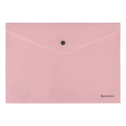 Папка-конверт с кнопкой BRAUBERG "Pastel", А4, до 100 л, непрозрачная цвет, персиковый фото 7